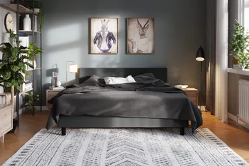 Charm Komplett Sängpaket 180x200 cm Med sänggavel - Mörkgrå - Möbler - Säng - Kontinentalsäng