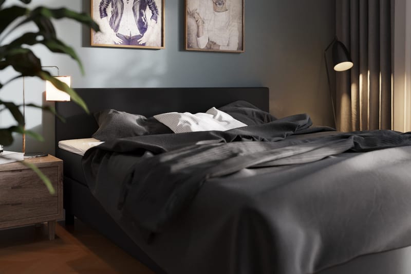 Charm Komplett Sängpaket 180x200 cm med sänggavel - Svart - Möbler - Säng - Kontinentalsäng