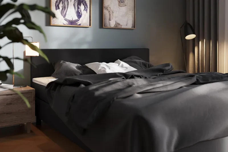 Charm Komplett Sängpaket 180x200 cm med sänggavel - Svart - Möbler - Säng - Kontinentalsäng