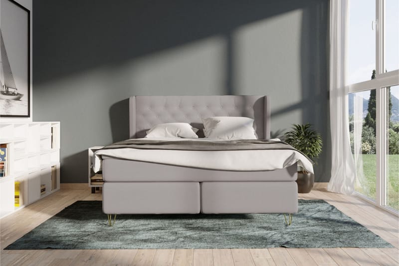 Komplett Sängpaket Choice No 4 180x200 Fast - Ljusgrå|Metall - Kontinentalsäng - Dubbelsäng - Komplett sängpaket