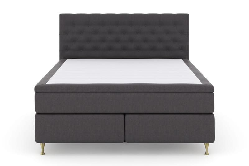 Komplett Sängpaket Choice No 6 180x200 Medium Watergel - Mörkgrå|Guld - Kontinentalsäng - Dubbelsäng - Komplett sängpaket