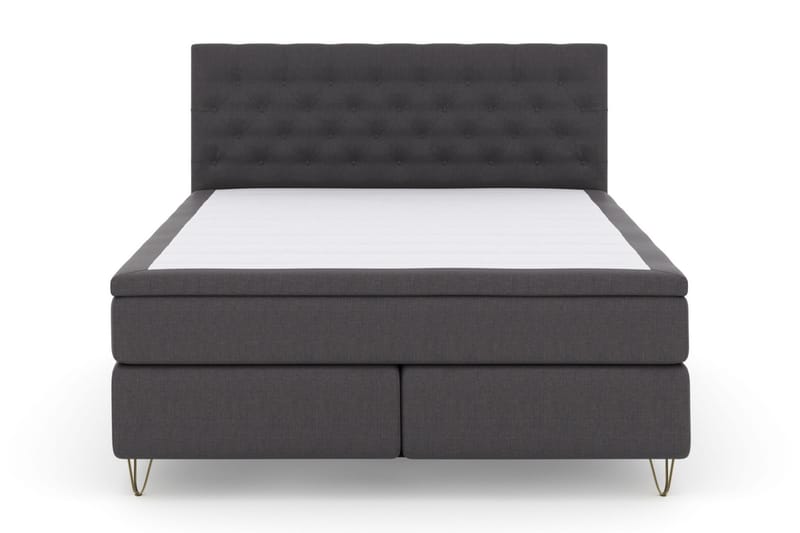 Komplett Sängpaket Choice No 6 180x200 Medium Watergel - Mörkgrå|Metall V-form - Kontinentalsäng - Dubbelsäng - Komplett sängpaket