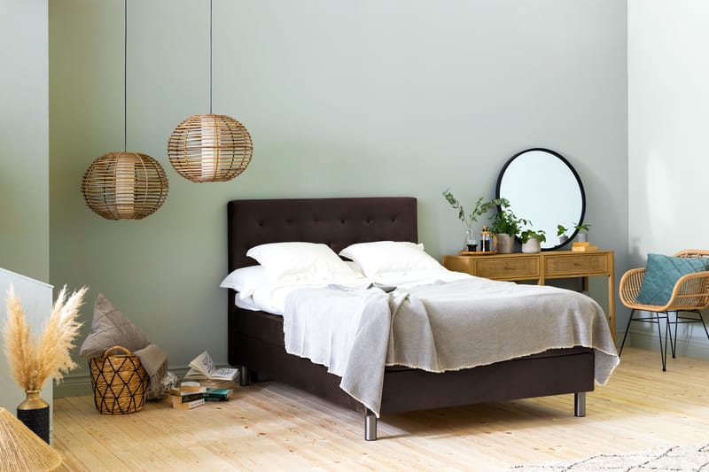Ella Sängpaket 120x200 cm Knapp Gavel - Brun/Sammet - Möbler - Säng - Enkelsäng