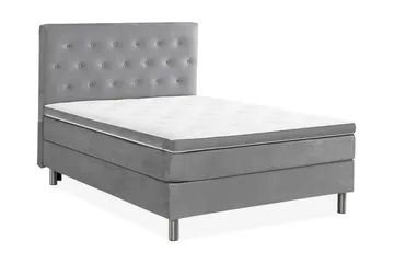 Ella Sängpaket 120x200 cm Knapp Gavel - Ljusgrå/Sammet - Möbler - Säng - Enkelsäng
