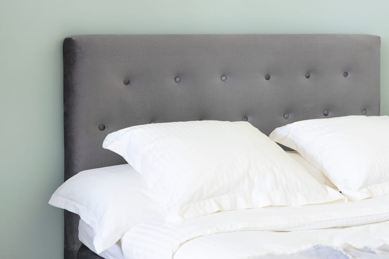 Ella Sängpaket 120x200 cm Knapp Gavel - Ljusgrå/Sammet - Möbler - Säng - Enkelsäng