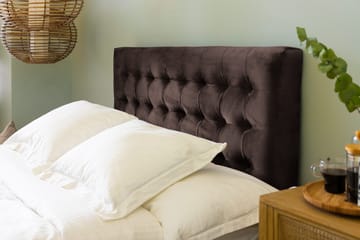 Ella Sängpaket 120x200 cm Rutig Gavel - Brun/Sammet - Möbler - Säng - Enkelsäng