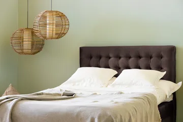 Ella Sängpaket 120x200 cm Rutig Gavel - Brun/Sammet - Möbler - Säng - Enkelsäng