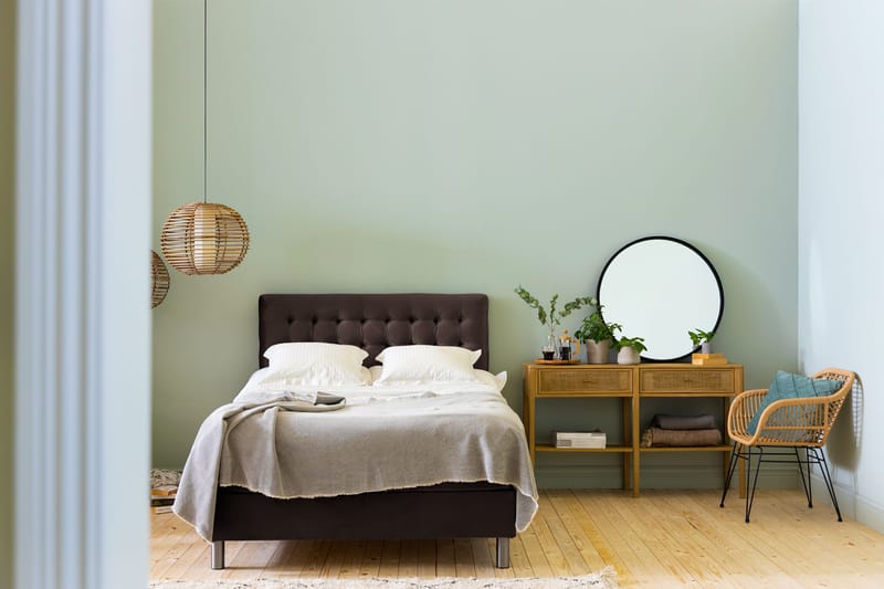 Ella Sängpaket 120x200 cm Rutig Gavel - Brun/Sammet - Möbler - Säng - Enkelsäng