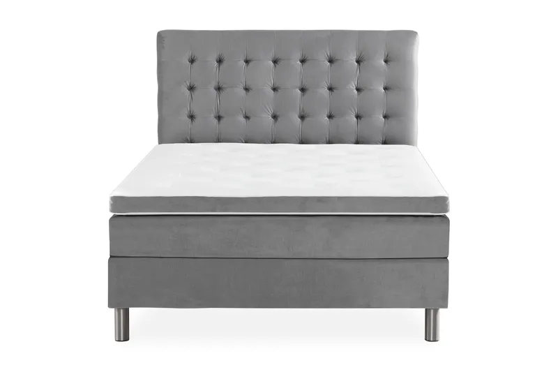 Ella Sängpaket 120x200 cm Rutig Gavel - Ljusgrå/Sammet - Möbler - Säng - Enkelsäng