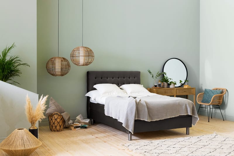 Ella Sängpaket 120x200 cm Rutig Gavel - Mörkgrå/Sammet - Möbler - Säng - Enkelsäng