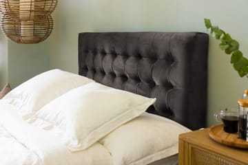 Ella Sängpaket 120x200 cm Rutig Gavel - Mörkgrå/Sammet - Möbler - Säng - Enkelsäng