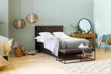 Ella Sängpaket 140x200 cm Djuphäftad Gavel - Brun/Sammet - Möbler - Säng - Kontinentalsäng