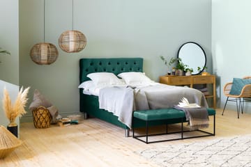 Ella Sängpaket 140x200 cm Djuphäftad Gavel - Mörkgrön/Sammet - Möbler - Säng - Kontinentalsäng