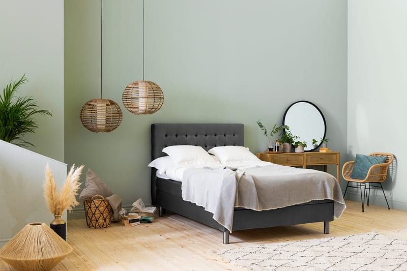 Ella Sängpaket 140x200 cm Rutig Gavel - Mörkgrå/Sammet - Möbler - Säng - Kontinentalsäng