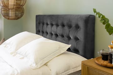 Ella Sängpaket 140x200 cm Rutig Gavel - Mörkgrå/Sammet - Möbler - Säng - Kontinentalsäng