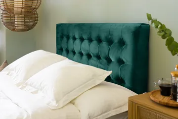 Ella Sängpaket 140x200 cm Rutig Gavel - Mörkgrön/Sammet - Möbler - Säng - Kontinentalsäng