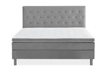 Ella Sängpaket 160x200 cm Knapp Gavel - Ljusgrå/Sammet - Möbler - Säng - Kontinentalsäng