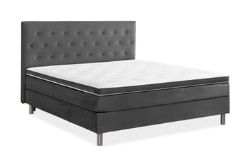 Ella Sängpaket 160x200 cm Knapp Gavel - Mörkgrå/Sammet - Möbler - Säng - Kontinentalsäng