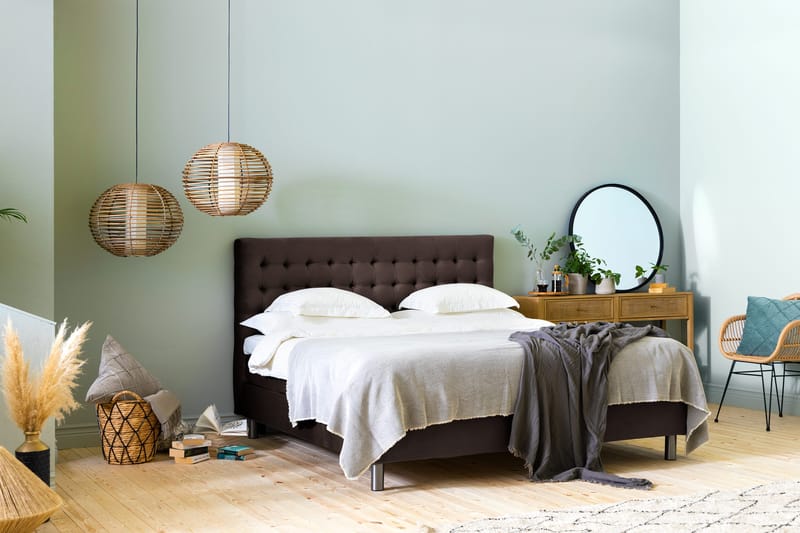 Ella Sängpaket 160x200 cm Rutig Gavel - Brun/Sammet - Möbler - Säng - Kontinentalsäng