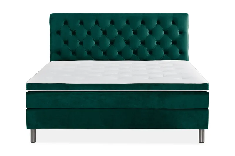 Ella Sängpaket 180x200 cm Djuphäftad Gavel, Mörkgrön/Sammet