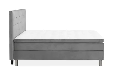 Ella Sängpaket 180x200 cm Knapp Gavel - Ljusgrå/Sammet - Möbler - Säng - Kontinentalsäng
