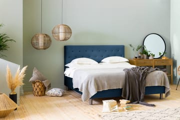 Ella Sängpaket 180x200 cm Knapp Gavel - Mörkblå/Sammet - Möbler - Säng - Kontinentalsäng