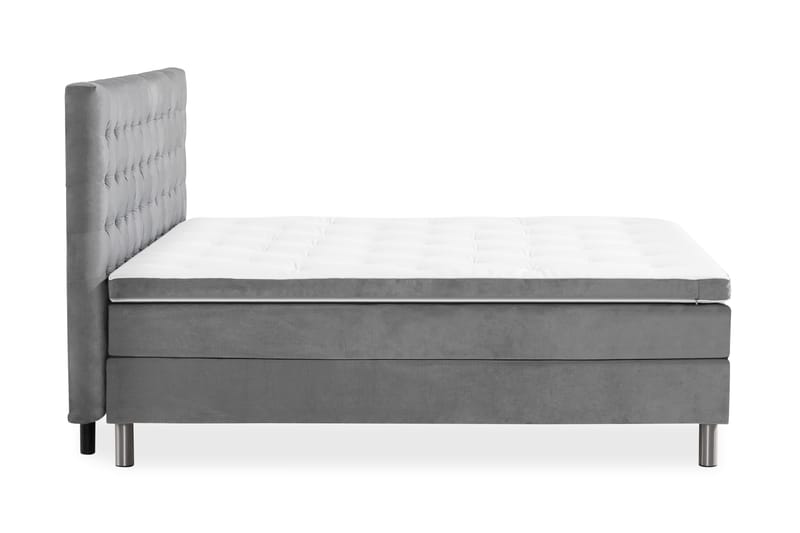 Ella Sängpaket 180x200 cm Rutig Gavel - Ljusgrå/Sammet - Möbler - Säng - Kontinentalsäng