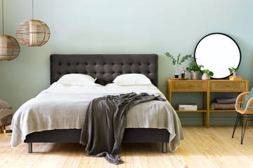 Ella Sängpaket 180x200 cm Rutig Gavel - Mörkgrå/Sammet - Möbler - Säng - Kontinentalsäng