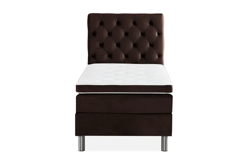 Ella Sängpaket 90x200 cm Djuphäftad Gavel, Brun/Sammet