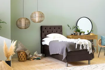 Ella Sängpaket 90x200 cm Djuphäftad Gavel - Brun/Sammet - Möbler - Säng - Enkelsäng