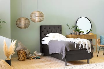 Ella Sängpaket 90x200 cm Djuphäftad Gavel - Mörkgrå/Sammet - Möbler - Säng - Enkelsäng