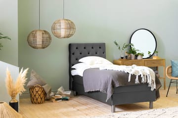 Ella Sängpaket 90x200 cm Djuphäftad Gavel - Mörkgrå/Sammet - Möbler - Säng - Enkelsäng
