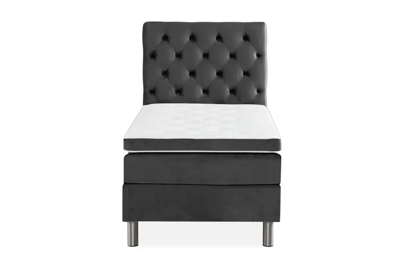 Ella Sängpaket 90x200 cm Djuphäftad Gavel - Mörkgrå/Sammet - Möbler - Säng - Enkelsäng