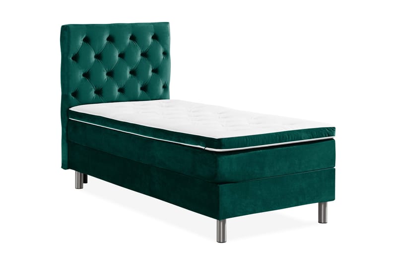Ella Sängpaket 90x200 cm Djuphäftad Gavel - Mörkgrön/Sammet - Möbler - Säng - Enkelsäng