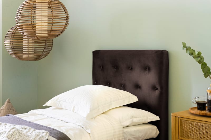 Ella Sängpaket 90x200 cm Knapp Gavel - Brun/Sammet - Möbler - Säng - Enkelsäng