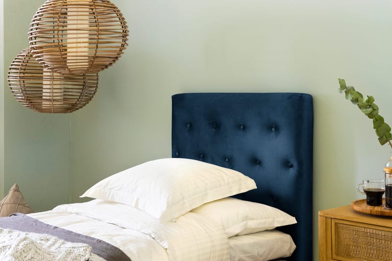 Ella Sängpaket 90x200 cm Knapp Gavel - Mörkblå/Sammet - Möbler - Säng - Enkelsäng