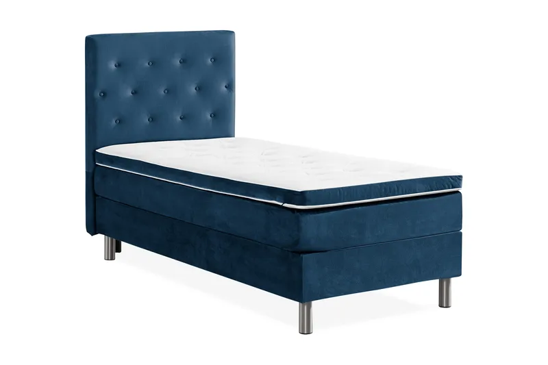 Ella Sängpaket 90x200 cm Knapp Gavel - Mörkblå/Sammet - Möbler - Säng - Enkelsäng