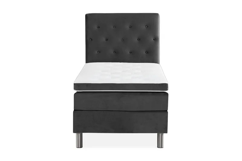 Ella Sängpaket 90x200 cm Knapp Gavel - Mörkgrå/Sammet - Möbler - Säng - Enkelsäng
