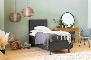 Ella Sängpaket 90x200 cm Knapp Gavel - Mörkgrå/Sammet - Möbler - Säng - Enkelsäng