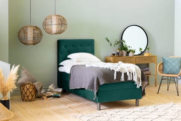 Ella Sängpaket 90x200 cm Knapp Gavel - Mörkgrön/Sammet - Möbler - Säng - Enkelsäng