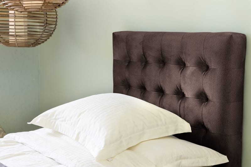 Ella Sängpaket 90x200 cm Rutig Gavel - Brun/Sammet - Möbler - Säng - Enkelsäng