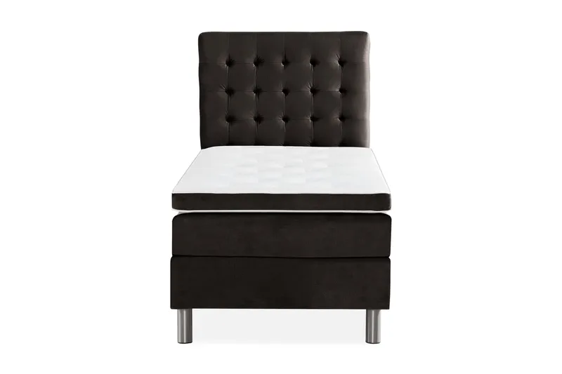 Ella Sängpaket 90x200 cm Rutig Gavel - Mörkgrå/Sammet - Möbler - Säng - Enkelsäng