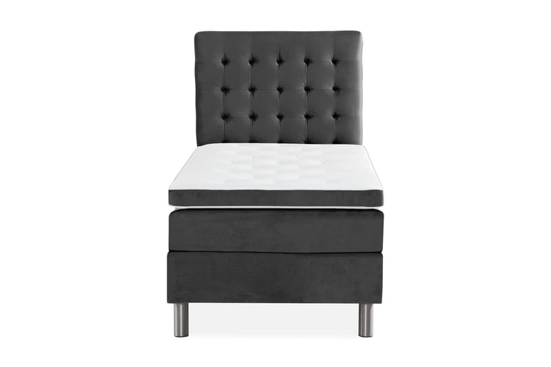 Ella Sängpaket 90x200 cm Rutig Gavel - Mörkgrå/Sammet - Möbler - Säng - Enkelsäng