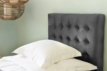 Ella Sängpaket 90x200 cm Rutig Gavel - Mörkgrå/Sammet - Möbler - Säng - Enkelsäng