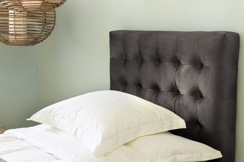 Ella Sängpaket 90x200 cm Rutig Gavel - Mörkgrå/Sammet - Möbler - Säng - Enkelsäng