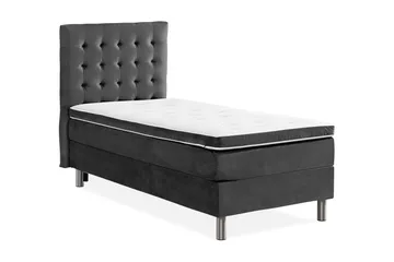 Ella Sängpaket 90x200 cm Rutig Gavel - Mörkgrå/Sammet - Möbler - Säng - Enkelsäng