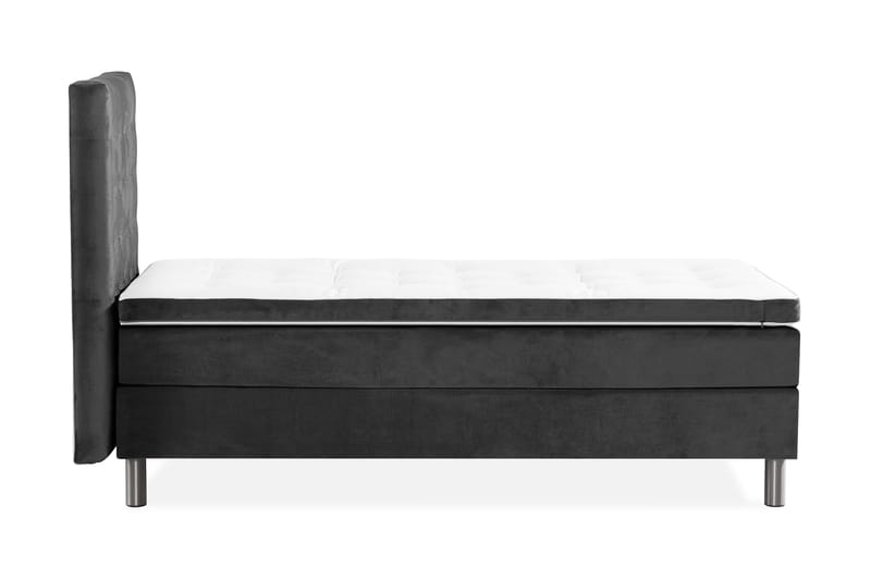 Ella Sängpaket 90x200 cm Rutig Gavel - Mörkgrå/Sammet - Möbler - Säng - Enkelsäng