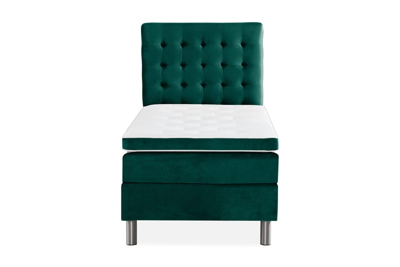 Ella Sängpaket 90x200 cm Rutig Gavel - Mörkgrön/Sammet - Möbler - Säng - Enkelsäng