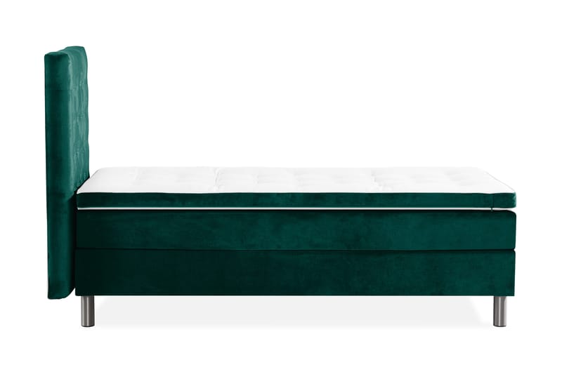 Ella Sängpaket 90x200 cm Rutig Gavel - Mörkgrön/Sammet - Möbler - Säng - Enkelsäng