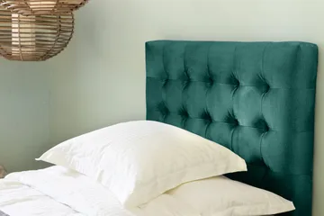 Ella Sängpaket 90x200 cm Rutig Gavel - Mörkgrön/Sammet - Möbler - Säng - Enkelsäng